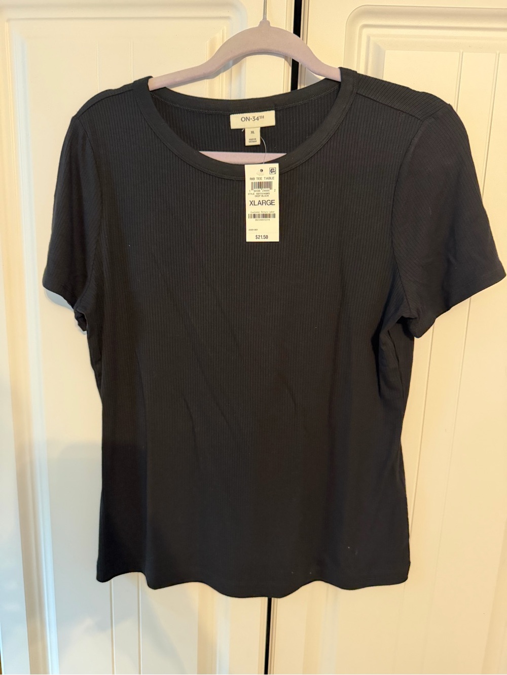 ON-S47 Ribbed Short Sleeve Tee in Black
